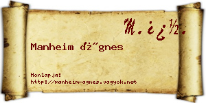 Manheim Ágnes névjegykártya